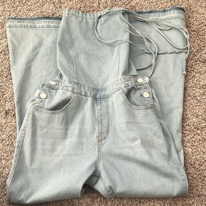 Light blue denim jumpsuit